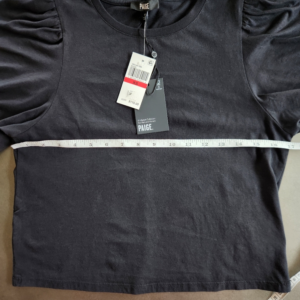 Paige Black Sigrid Puff Sleeve Tee Shirt Size XS NWT $119 - Picture 12 of 12
